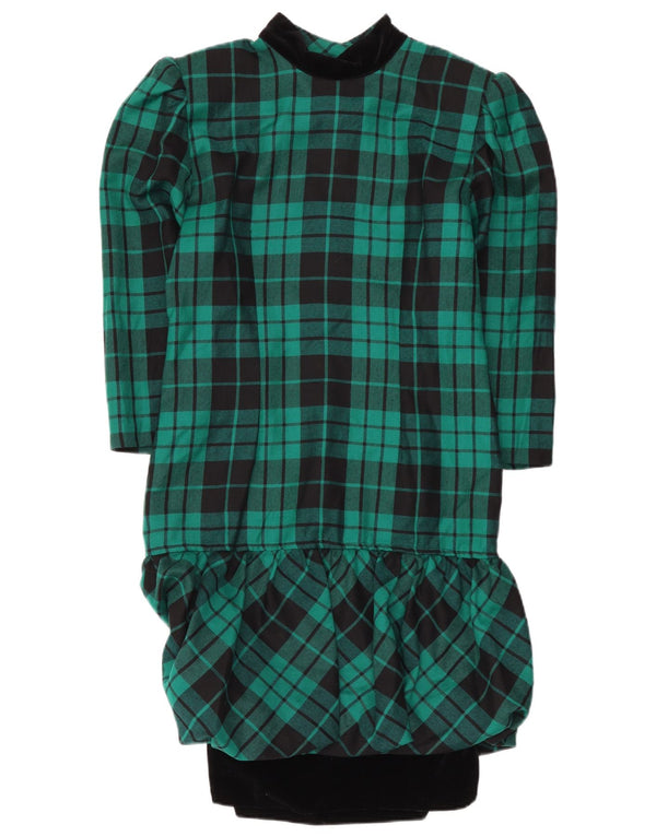 Vintage γυναικείο μακρυμάνικο φόρεμα Peplum UK 12 μεσαίο πράσινο μαλλί