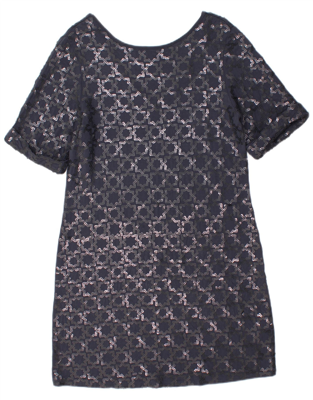 Γυναικείο κοντομάνικο φόρεμα Monsoon Shift UK 12 Medium Navy Blue Geometric
