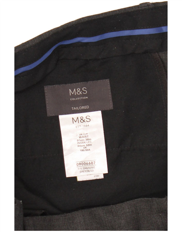Marks & Spencer Ανδρικό παντελόνι με λεπτή φόρμα W36 L33 Γκρι μαλλί