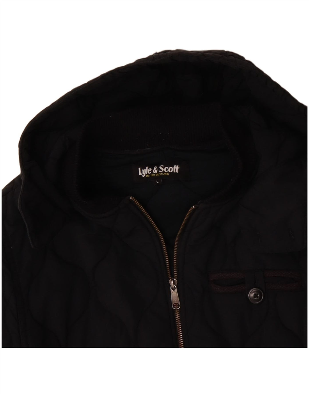 LYLE & SCOTT Ανδρικό μπουφάν με κουκούλα UK 40 μεγάλο μαύρο βαμβακερό
