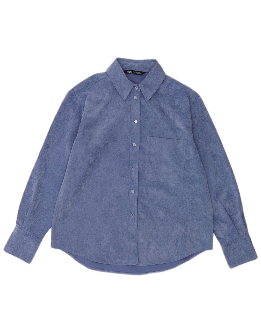 Zara Γυναικείο κοτλέ πουκάμισο UK 14 Medium Blue Polyester