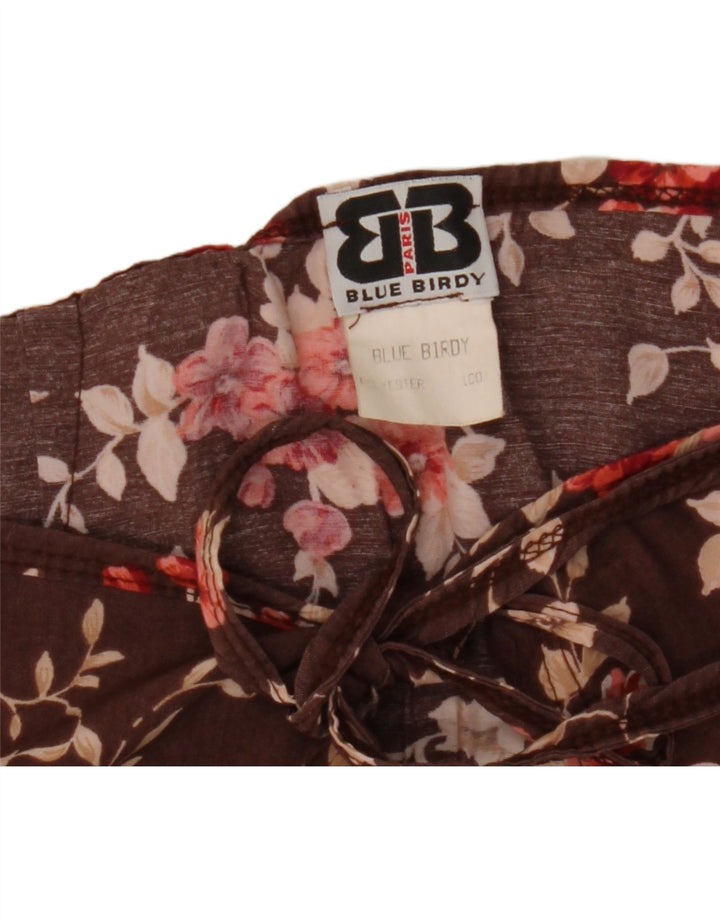 VINTAGE Womens Wrap Skirt W35 Large Brown Floral Polyester Vintage Vintage and Second-Hand Vintage from Messina Hembry 