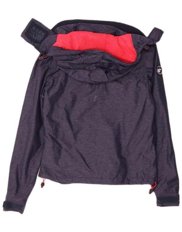 Superdry γυναικείο μπουφάν βροχής με κουκούλα UK 10 Small Navy Blue Nylon