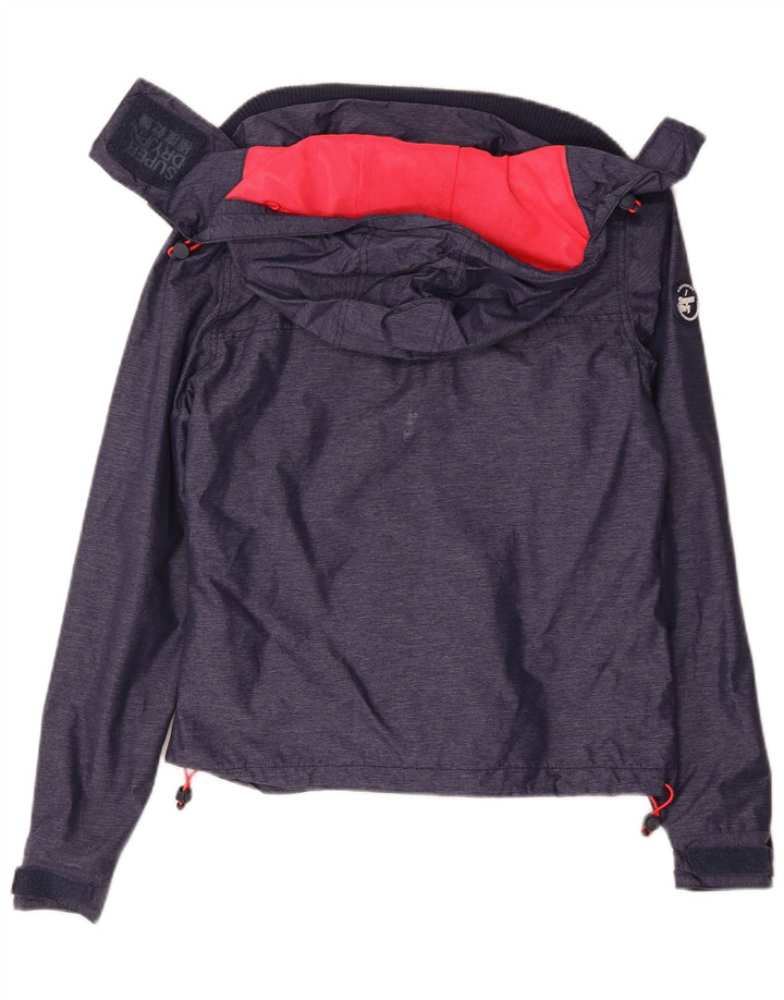 Superdry γυναικείο μπουφάν βροχής με κουκούλα UK 10 Small Navy Blue Nylon