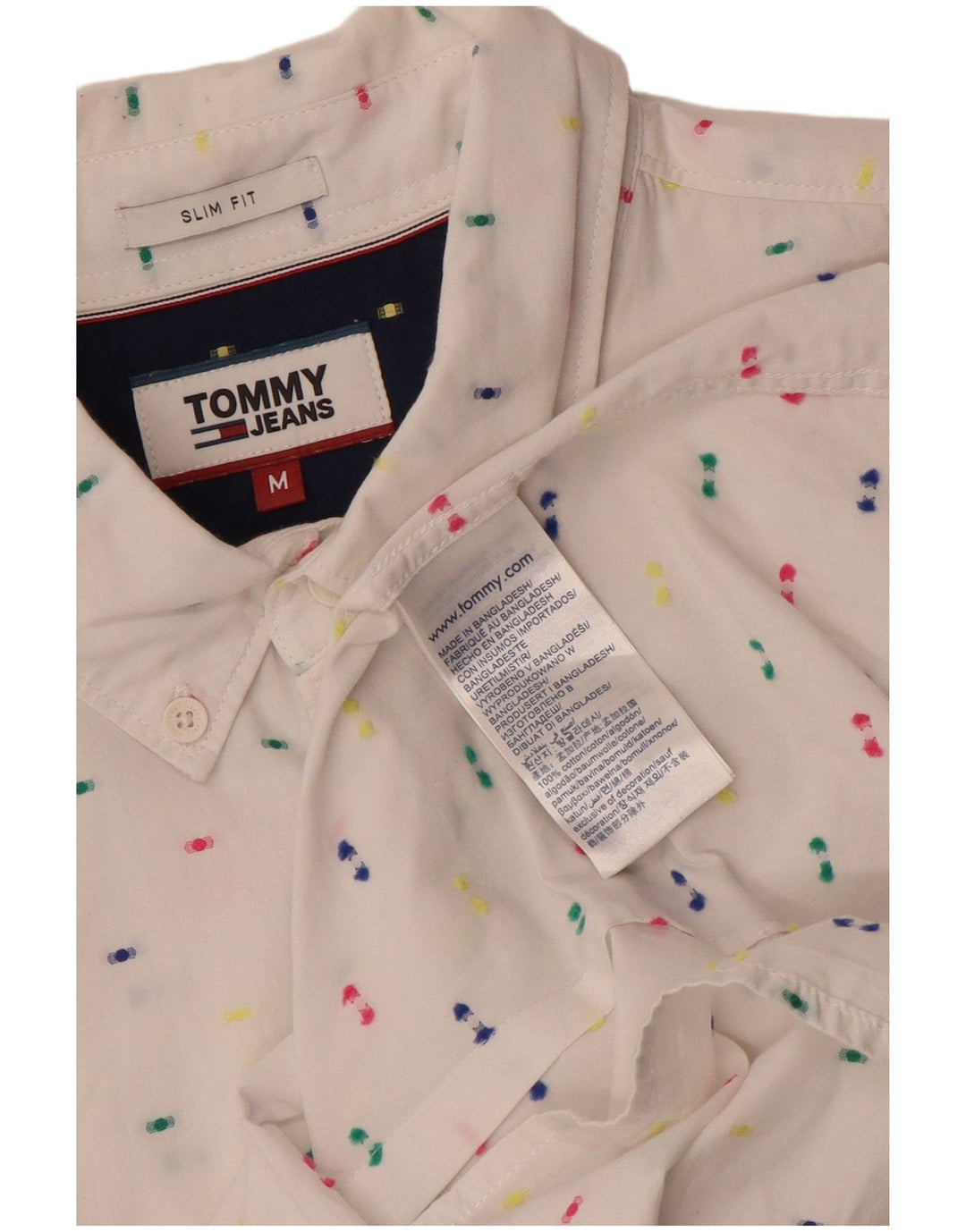 Ανδρικό πουκάμισο Tommy Hilfiger Slim Fit Βαμβακερό μεσαίο λευκό με στίγματα
