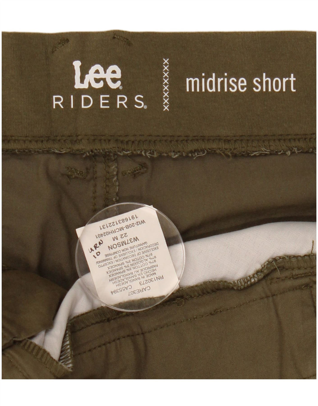 LEE Womens Riders Ψηλόμεσο σορτς Chino US 22 3XL W44 Χακί βαμβακερό