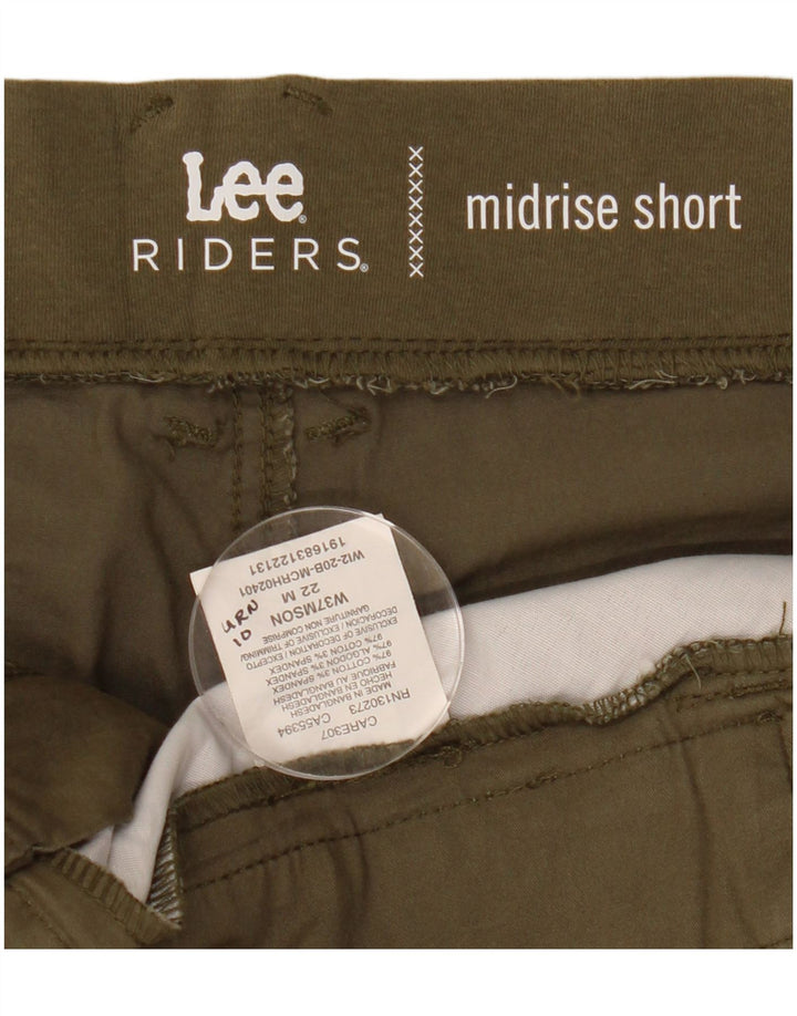 LEE Womens Riders Ψηλόμεσο σορτς Chino US 22 3XL W44 Χακί βαμβακερό