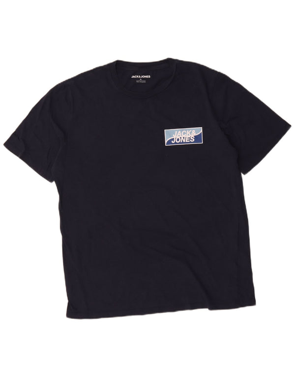 Jack & Jones Ανδρικό γραφικό T-Shirt Top XL Navy Blue Cotton