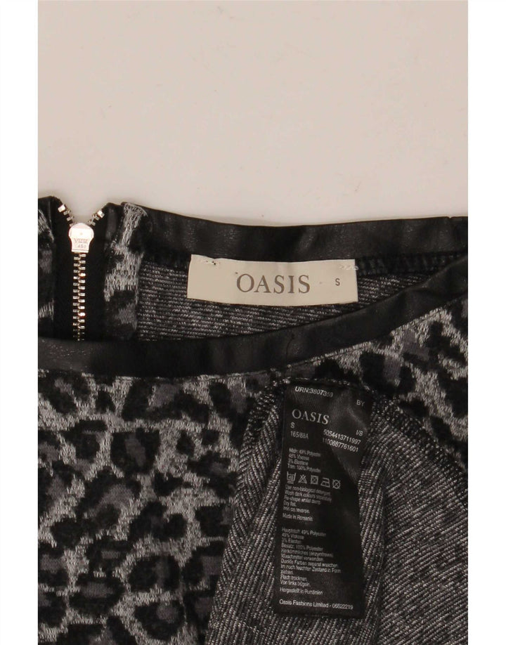 Oasis γυναικείο μανίκι 3/4 τοπ UK 10 Small Grey Animal Print Polyester