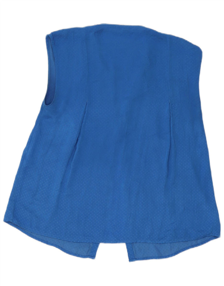 ZARA Γυναικείο Αμάνικο Πουκάμισο Μπλούζα UK 10 Small Blue Spotted