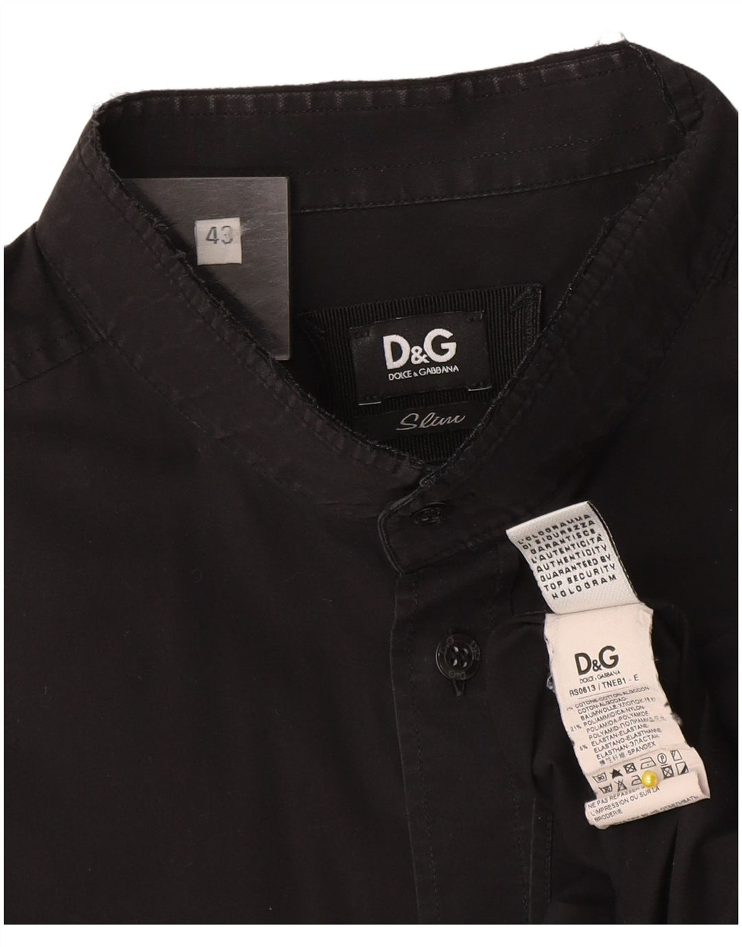 Dolce & Gabbana Ανδρικό πουκάμισο Slim Μέγεθος 43 Μεγάλο μαύρο βαμβακερό