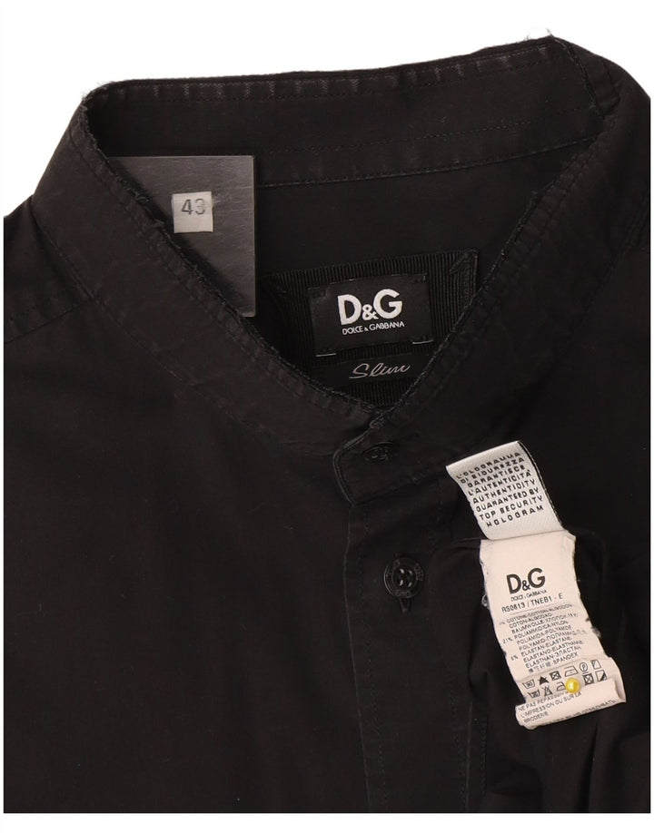 Dolce & Gabbana Ανδρικό πουκάμισο Slim Μέγεθος 43 Μεγάλο μαύρο βαμβακερό