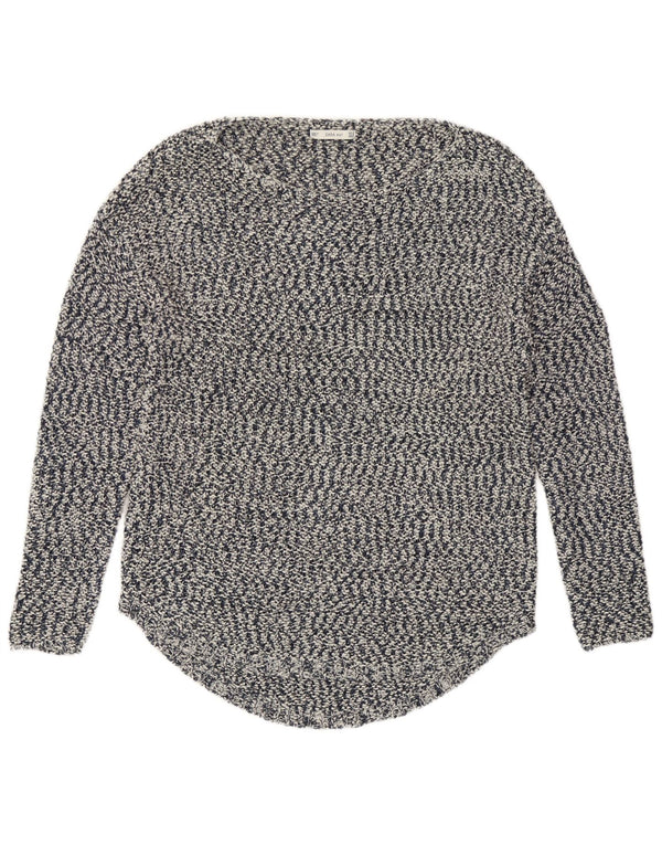 Zara Γυναικείο πουλόβερ με λαιμόκοψη με λαιμόκοψη UK 14 Medium Navy Blue Flecked