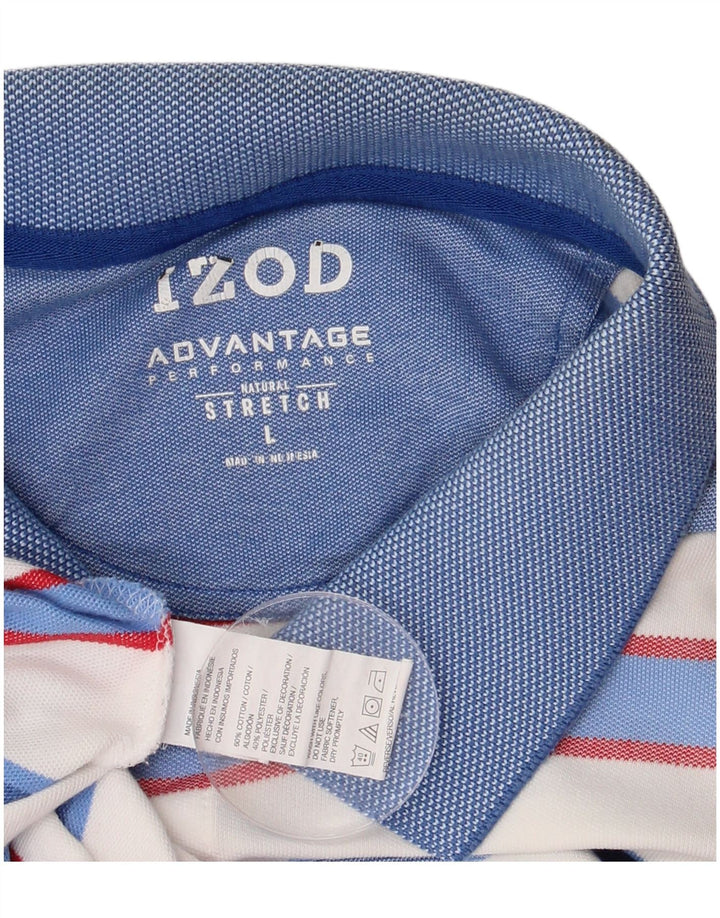 Izod Ανδρικό Stretch Πόλο Μπλουζάκι μεγάλο λευκό ριγέ βαμβακερό