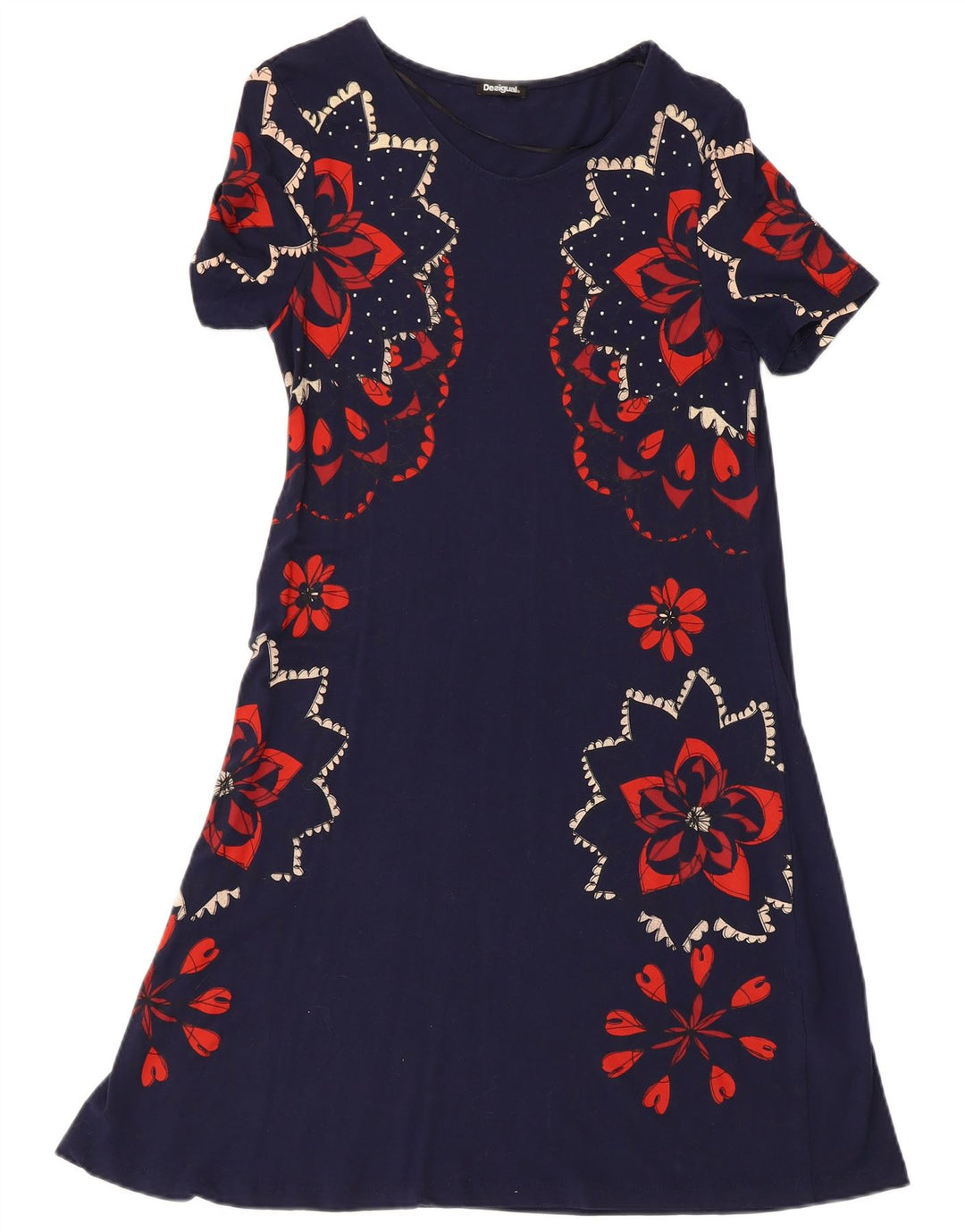 DESIGUAL Γυναικείο φόρεμα A-Line UK 8 Small Navy Blue Floral Viscose