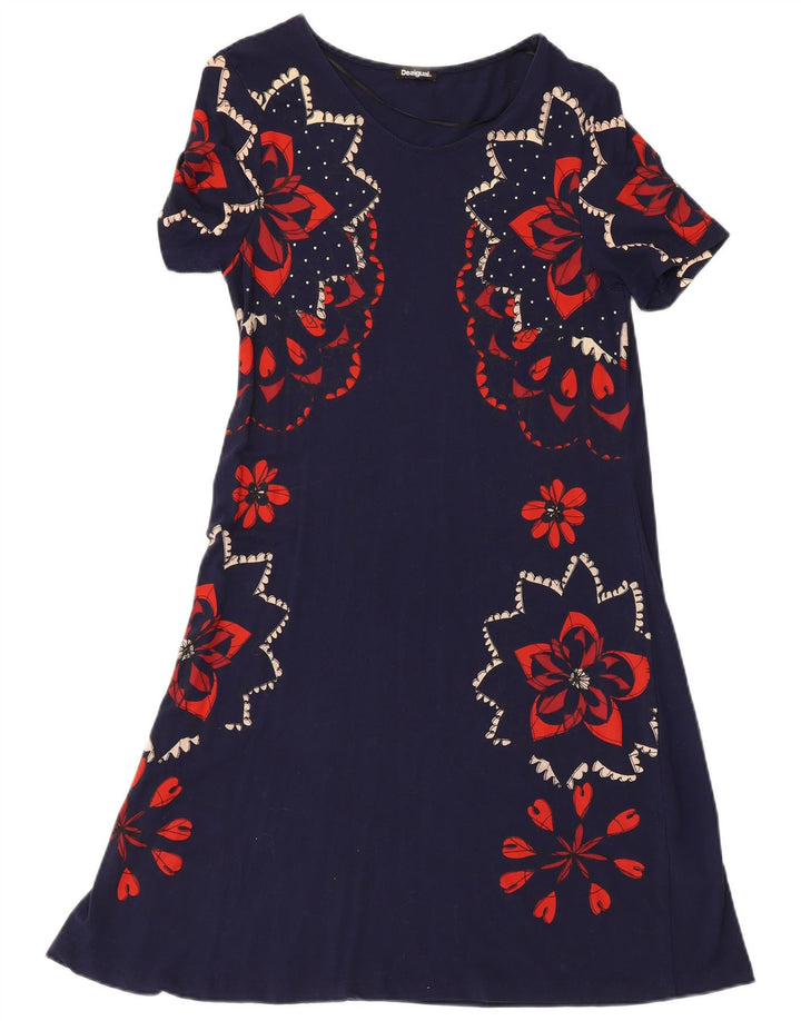 DESIGUAL Γυναικείο φόρεμα A-Line UK 8 Small Navy Blue Floral Viscose