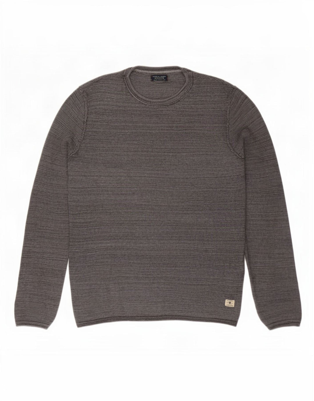 Jack & Jones Ανδρικό πουλόβερ με λαιμόκοψη, μικρό γκρι βαμβακερό