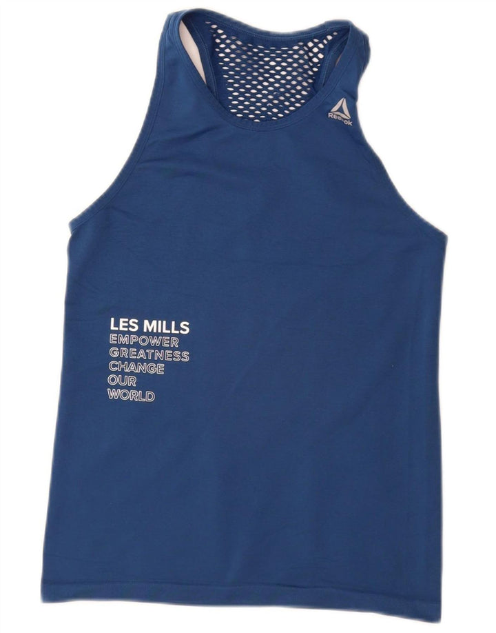 REEBOK Γυναικείο γιλέκο γραφικών Les Mills UK 8 Small Navy Blue