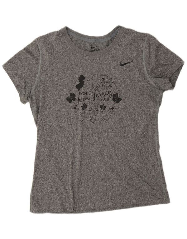 Γυναικείο μπλουζάκι Nike γραφικό New Jersey Top UK 16 Large Grey Flecked
