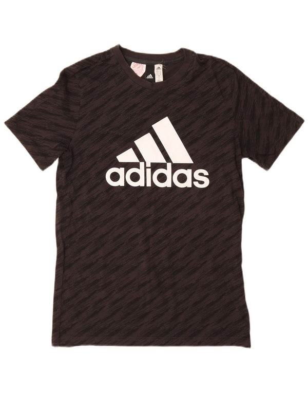 Adidas Boys Graphic T-Shirt Top 13-14 Years Grey Pinstripe Cotton