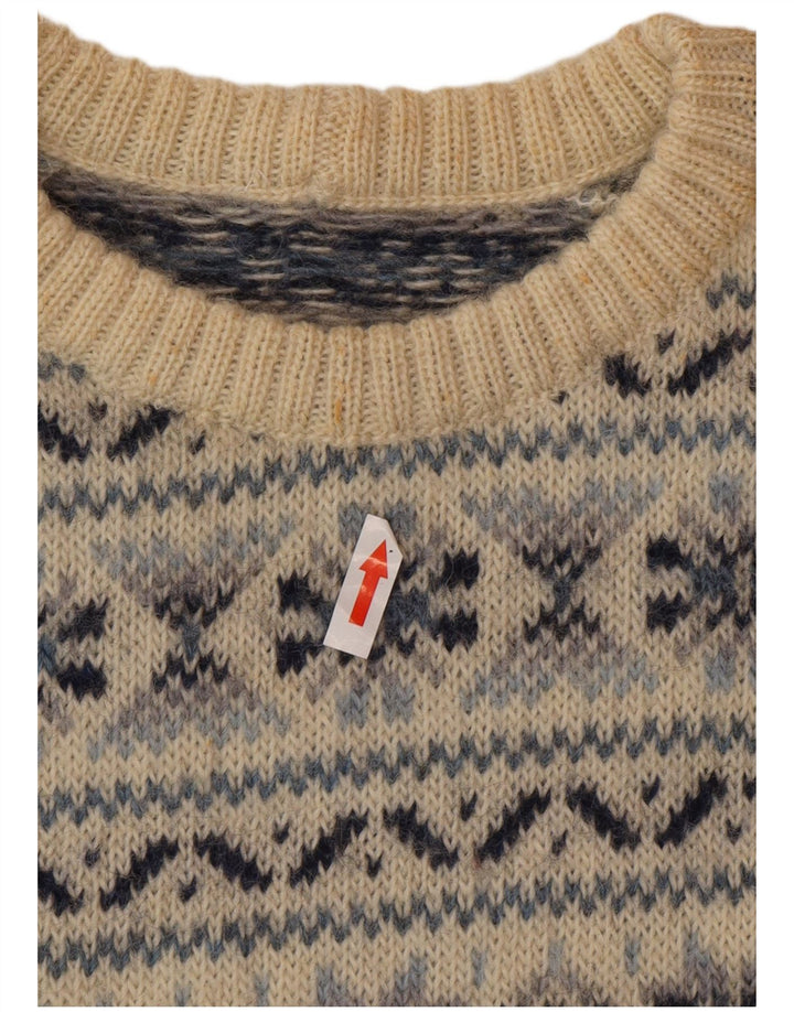 Silvy Ανδρικό πουλόβερ με λαιμόκοψη IT 48 Medium Beige Fair Isle