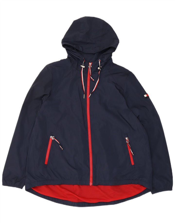Tommy Hilfiger Γυναικείο μπουφάν βροχής με κουκούλα UK 16 Μεγάλο Navy Blue Polyester