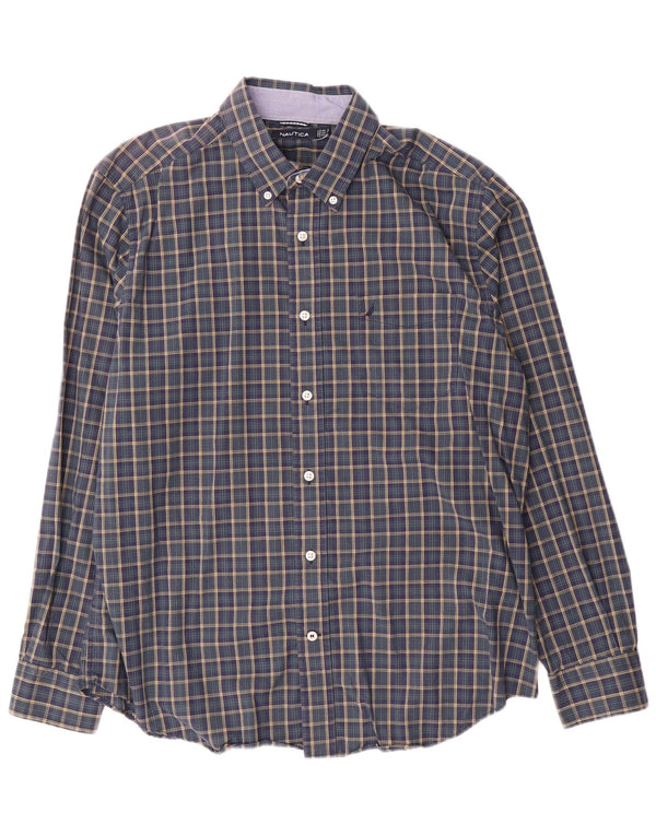 Ανδρικό πουκάμισο Nautica Large Navy Blue Check Cotton