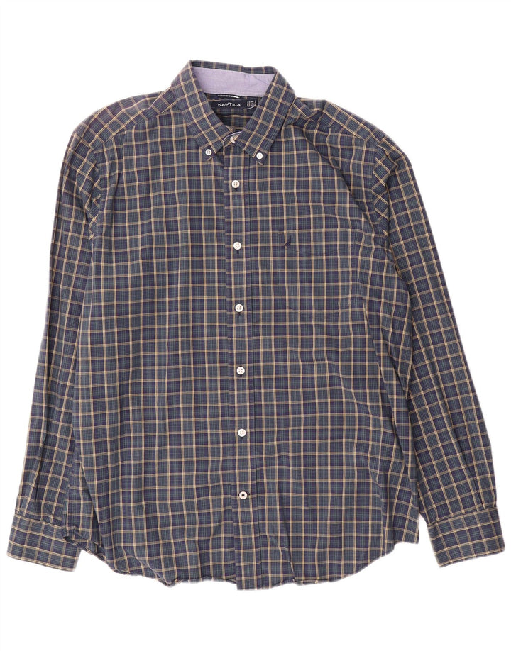 Ανδρικό πουκάμισο Nautica Large Navy Blue Check Cotton