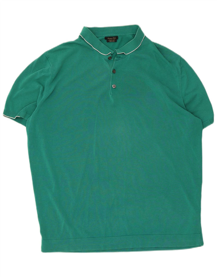 Ανδρικό μπλουζάκι πόλο Massimo Dutti 2XL πράσινο βαμβακερό