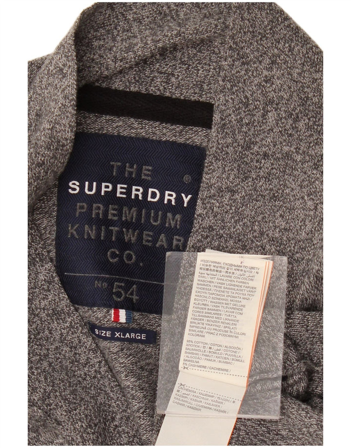 Ανδρικό πουλόβερ ζακέτα SUPERDRY XL από βαμβακερό γκρι χρώμα