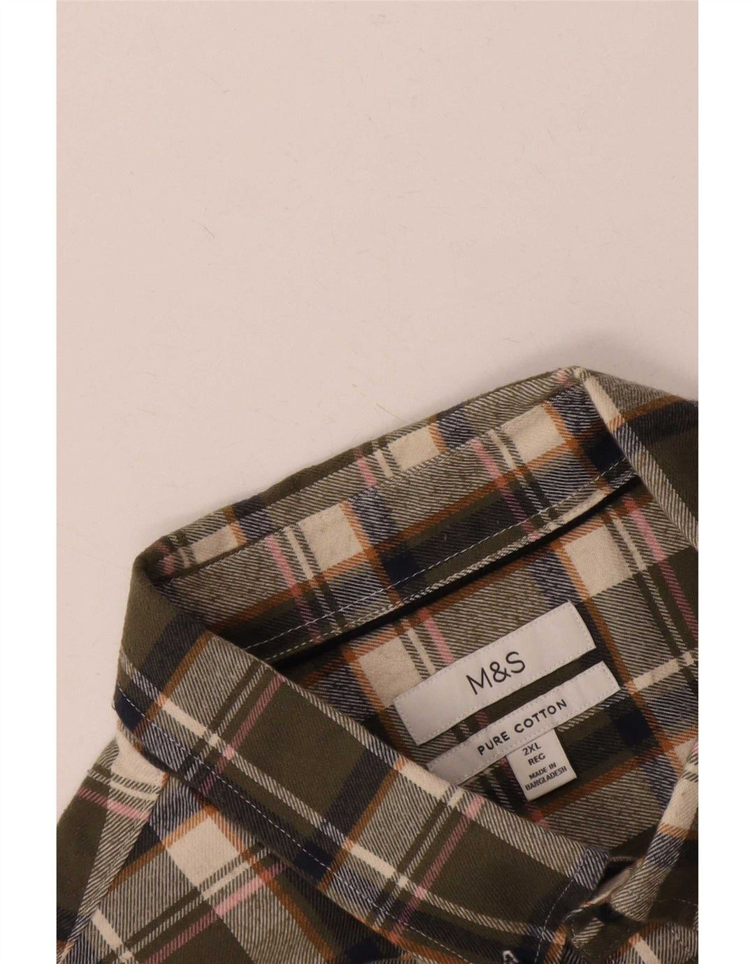 Marks & Spencer Ανδρικό Φανελένιο Πουκάμισο 2XL Πράσινο βαμβακερό καρό