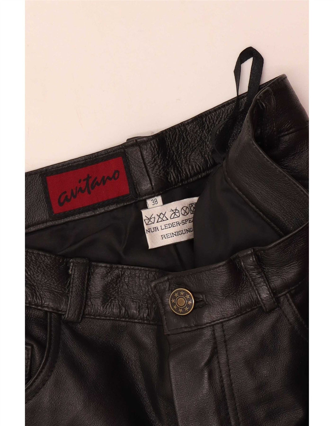 Avitano Γυναικείο Λεπτό Δερμάτινο Παντελόνι EU 38 Medium W26 L33 Μαύρο