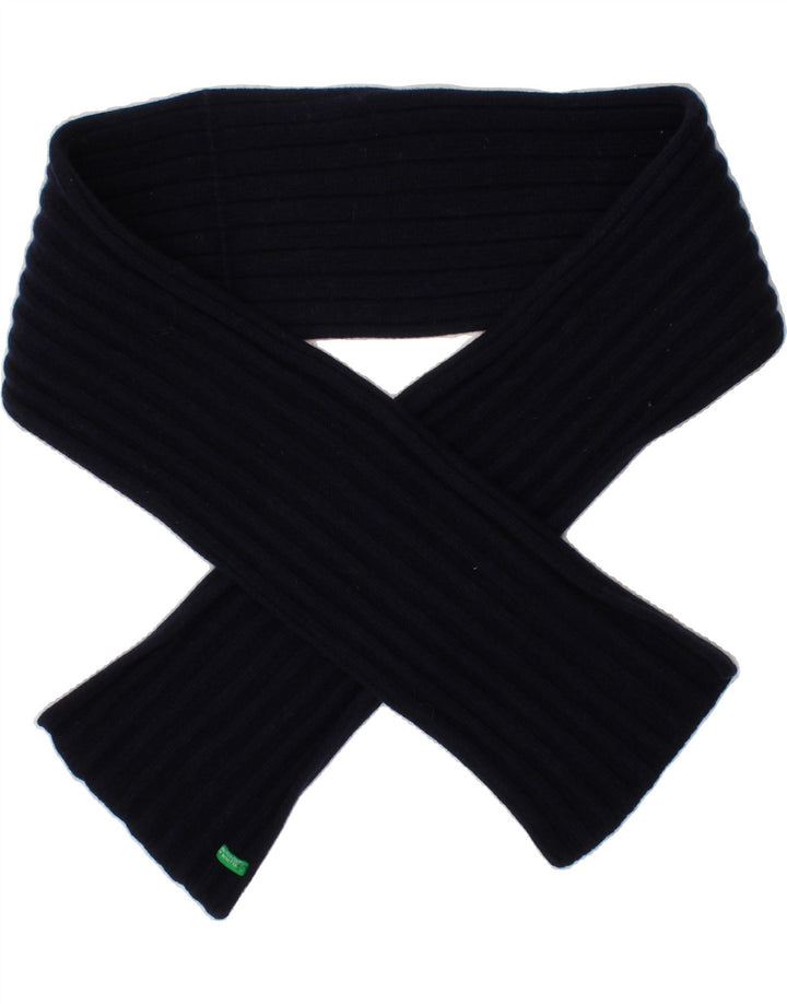 BENETTON Womens Knit Rectangle Scarf One Size Navy Blue Vintage Benetton and Second-Hand Benetton from Messina Hembry 