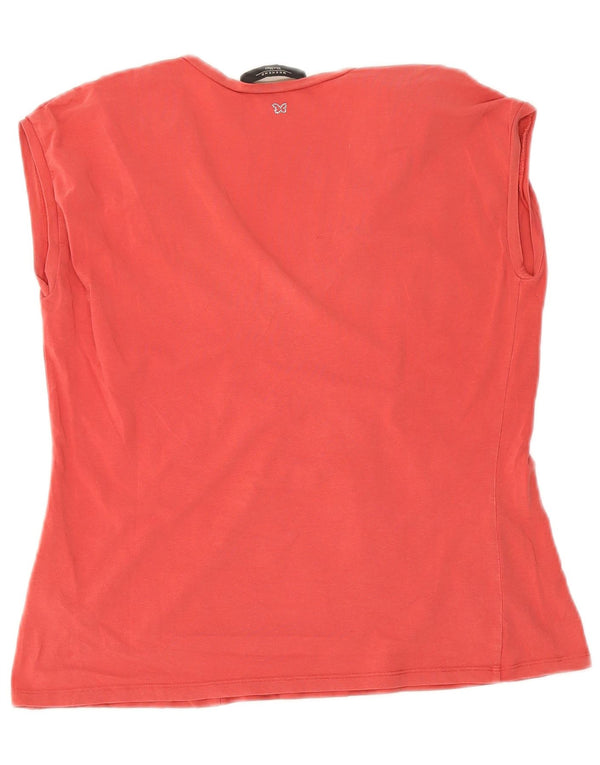 Max Mara Γυναικείο Αμάνικο Σαββατοκύριακο Crop τοπ UK 14 μεγάλο κόκκινο βαμβακερό
