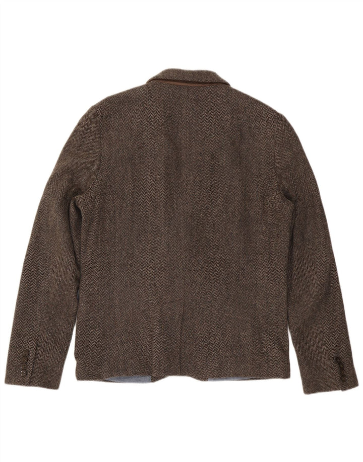 Superdry Ανδρικό σακάκι σακάκι με 2 κουμπιά UK 44 2XL Καφέ βαμβακερό ψαροκόκκαλο