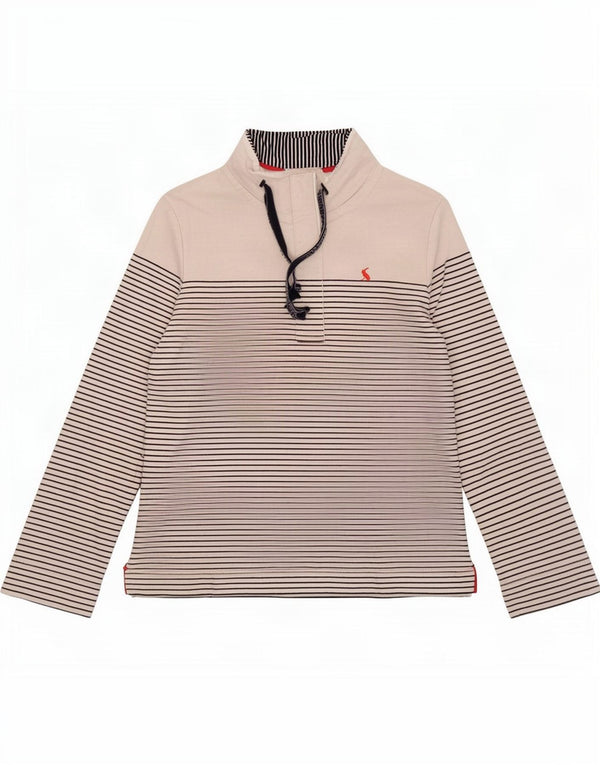 Joules Γυναικεία φούτερ με λαιμόκοψη Jumper UK 8 Small White ριγέ βαμβακερό