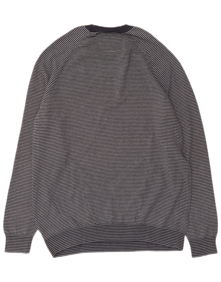 Superdry Ανδρικό πουλόβερ με λαιμόκοψη μεγάλου μπλε ριγέ βαμβακερό