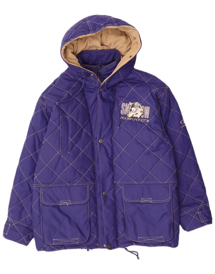 Vintage Ανδρικό Καπιτονέ μπουφάν με κουκούλα UK 42 XL Purple Polyester