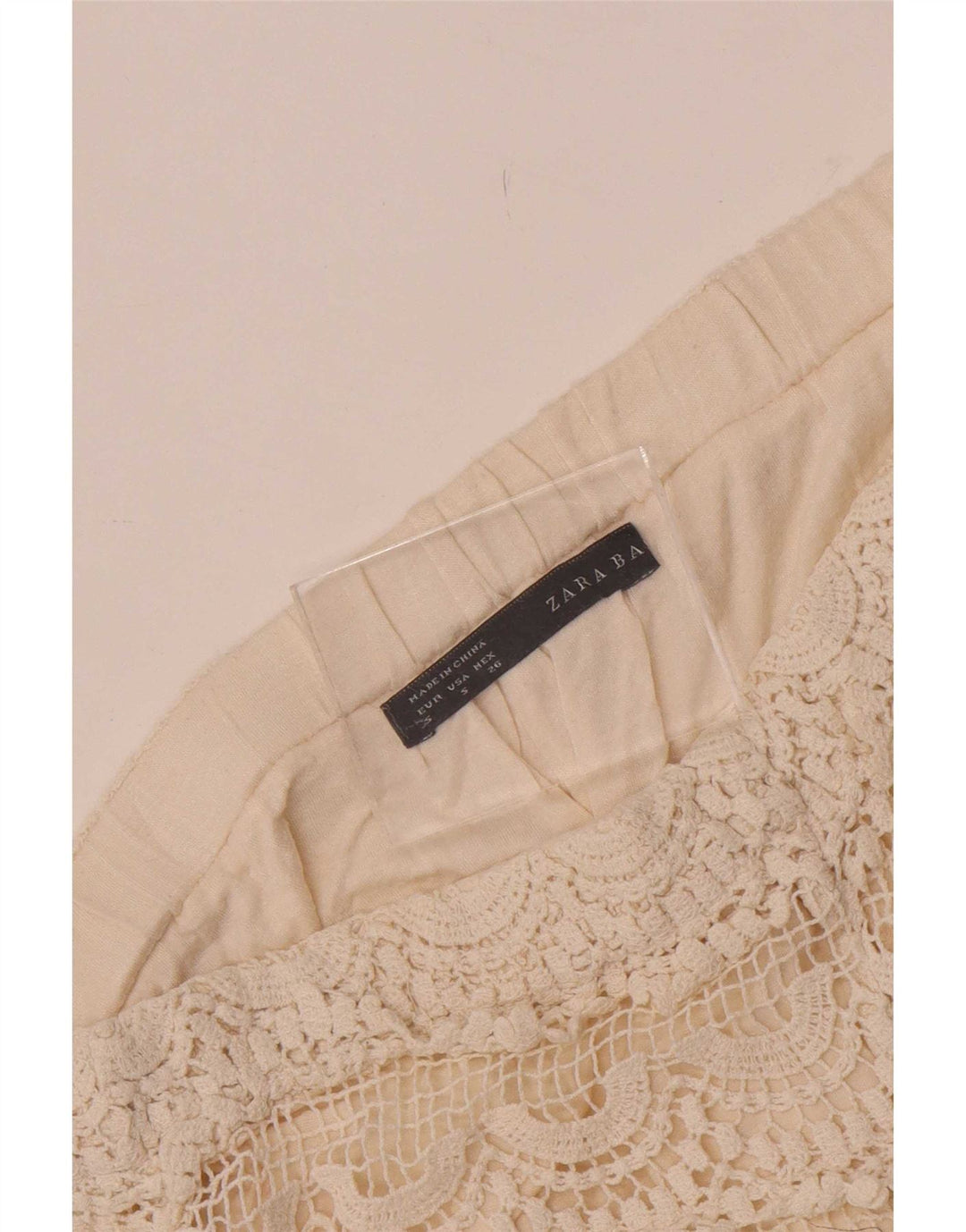 Zara Γυναικείο κροσέ Hot Παντελόνι Small W26 Off White