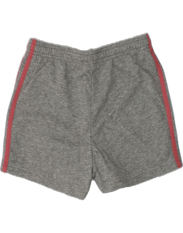 ADIDAS Girls Graphic Sport Shorts 11-12 Years Grey Cotton