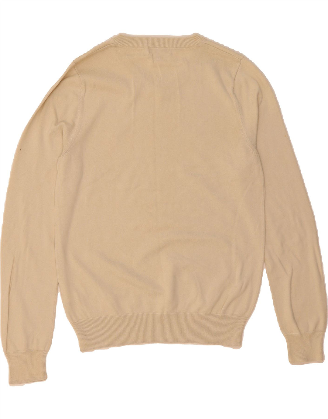 LYLE & SCOTT Mens V-Neck Jumper Sweater Small Beige Cotton Vintage Lyle & Scott and Second-Hand Lyle & Scott from Messina Hembry 