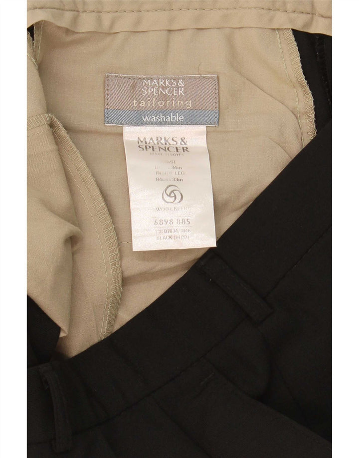 Marks & Spencer Ανδρικό παντελόνι με καρφίτσα W34 L33 Μαύρο πολυεστέρα