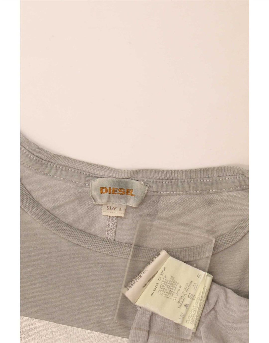 Ανδρικό γραφικό T-Shirt Diesel Top μεγάλο γκρι βαμβακερό