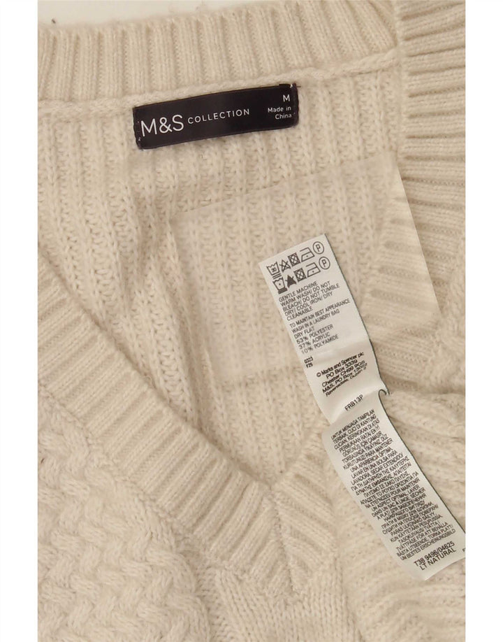 Marks & Spencer Γυναικείο πουλόβερ με V λαιμόκοψη UK 14 Medium Off White