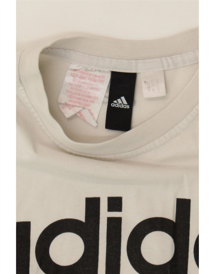 ADIDAS Mens Gallo Camp Graphic T-Shirt Top Small White Vintage Adidas and Second-Hand Adidas from Messina Hembry 