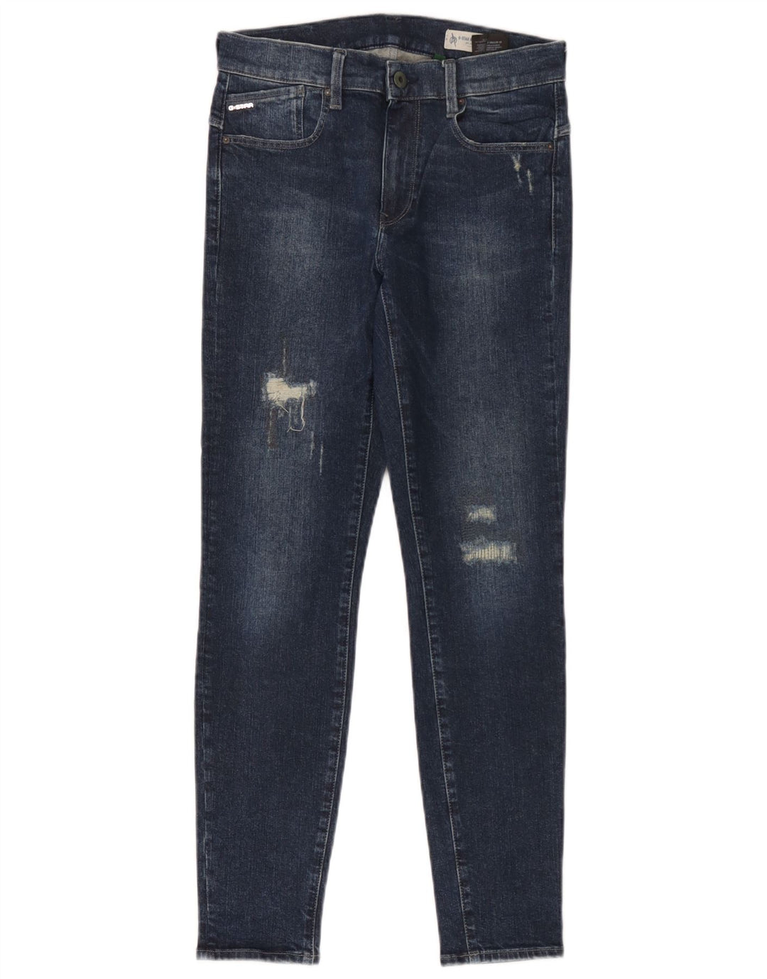 G-Star Womens Distressed Slim Jeans W28 L30 Blue Cotton