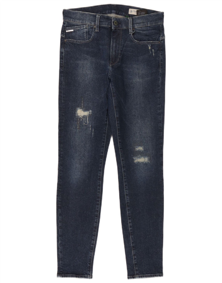 G-Star Womens Distressed Slim Jeans W28 L30 Blue Cotton