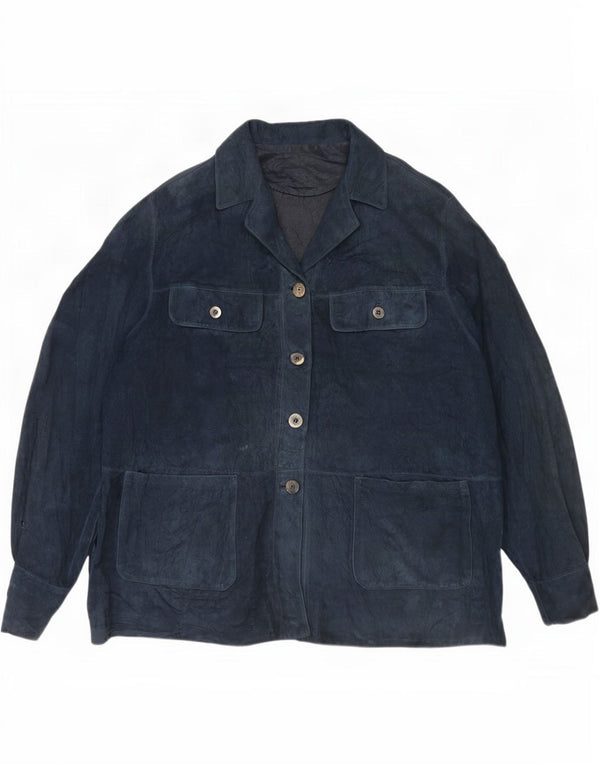 Vintage Γυναικείο Suede Jacket UK 18 XL Navy Blue Leather
