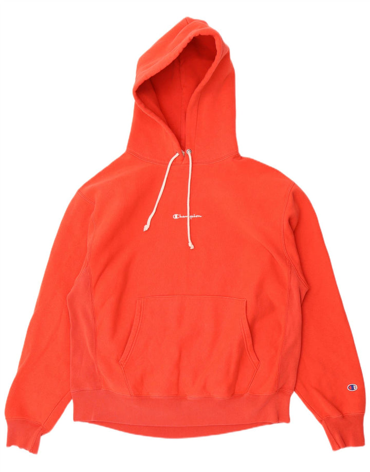 Champion Mens Hoodie Jumper Μεγάλο Πορτοκαλί Βαμβακερό