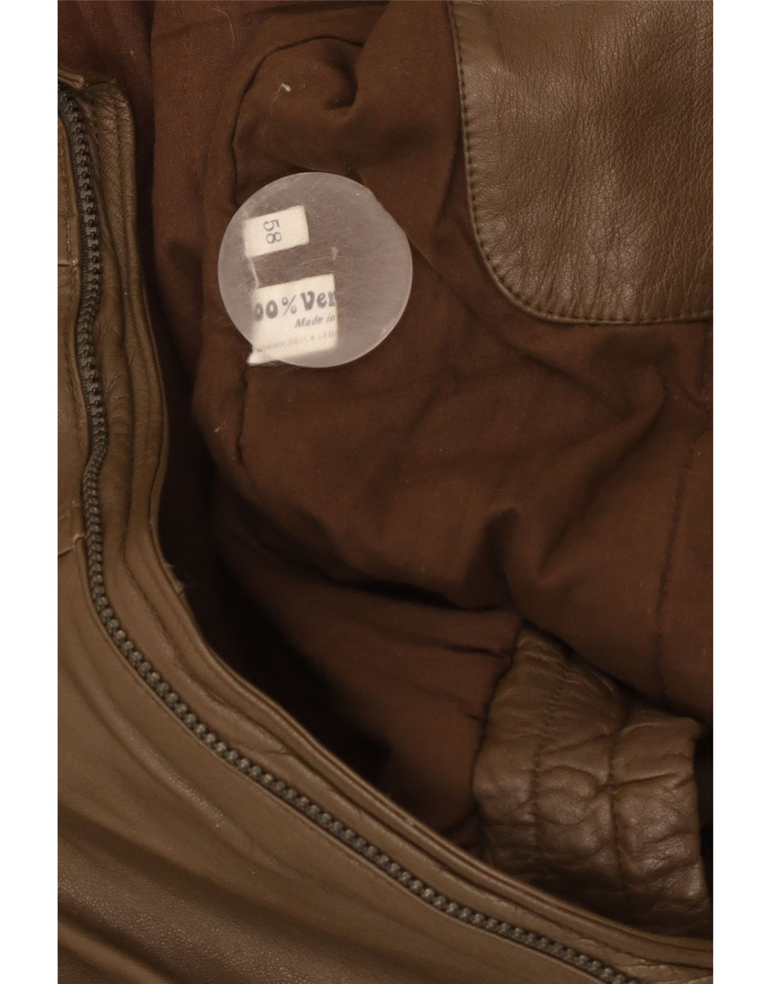 Vintage Ανδρικό Δερμάτινο Μπουφάν UK 40 Large Khaki Leather